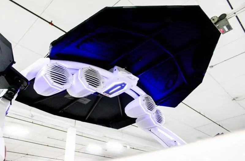 Slide: The Image of 2025 Tigé 22RZX boat speakers and canopy with blue lighting. - 29