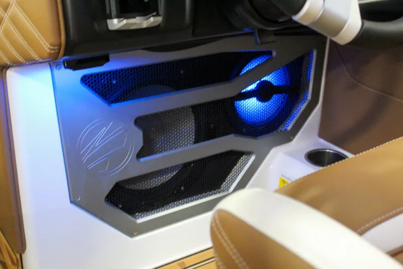 Slide: The Image of 2025 Tigé Ultré 25ZX boat interior with illuminated speaker system. - 20