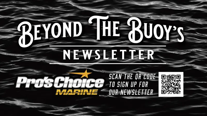 Slide: The Image of Beyond the Buoy's Newsletter sign-up with QR code, featuring Pros Choice Marine branding. - 9