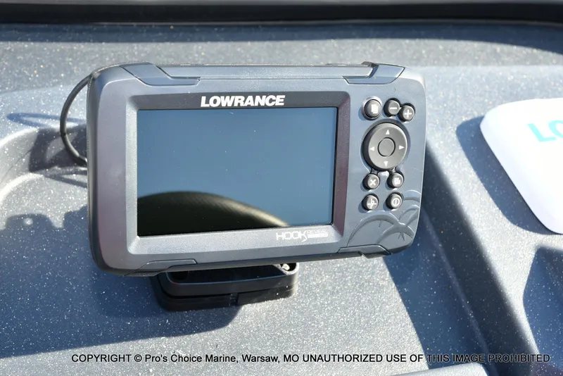 Slide: The Image of Lowrance fish finder on 2025 Tracker Pro Guide V-175 Combo boat dashboard. - 32