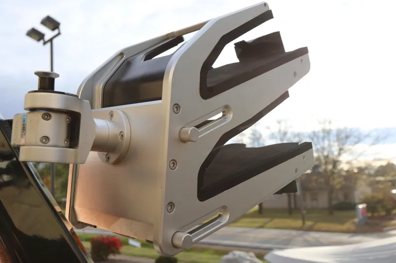 Slide: The Image of Wakeboard rack on a 2021 Centurion Ri245 boat, mounted and ready for use. - 7