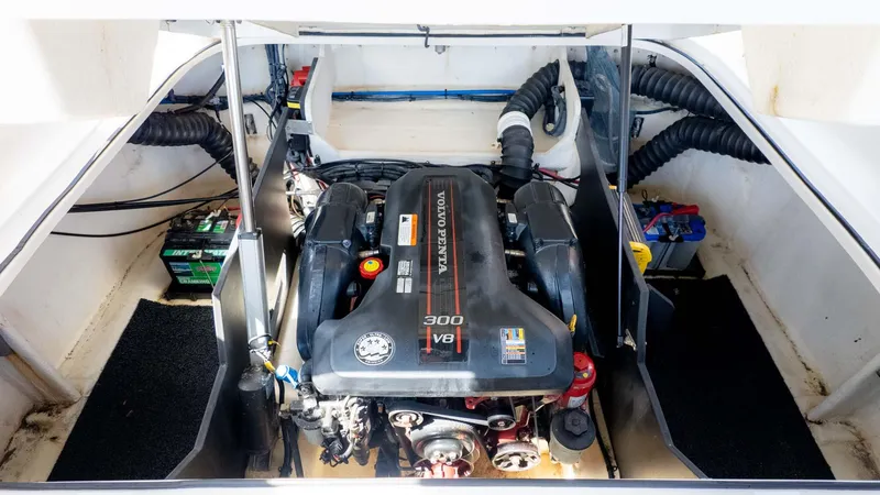 Slide: The Image of 2015 Regal 2500 boat engine compartment with Volvo Penta V8 300 engine. - 6