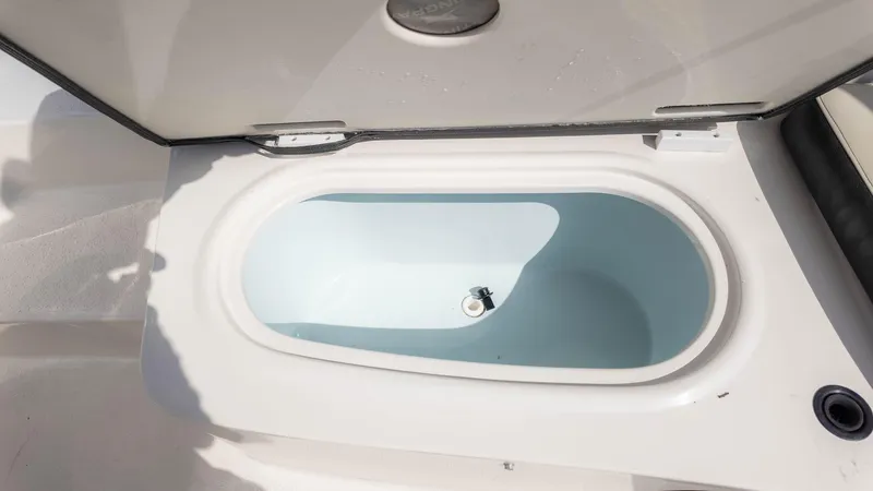 Slide: The Image of Open storage compartment on a 2021 Stingray 192SC boat. - 11
