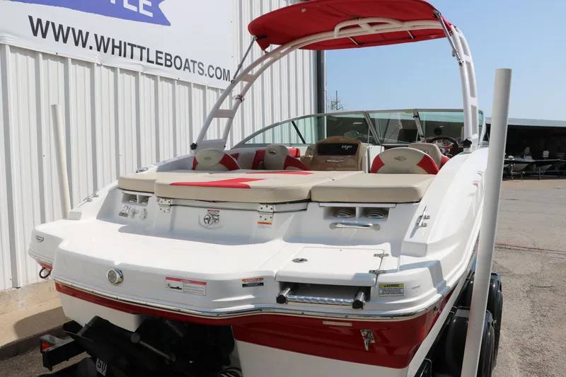 Slide: The Image of 2014 Chaparral 21 H2O Ski & Fish boat, red and white, docked at Whittle Boats. - 4