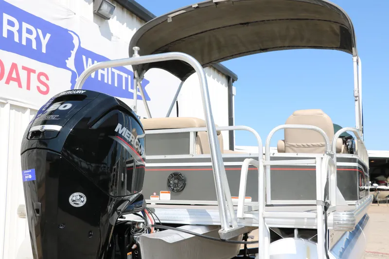 Slide: The Image of 2015 Sun Tracker Party Barge 20 DLX pontoon boat with Mercury outboard motor. - 4
