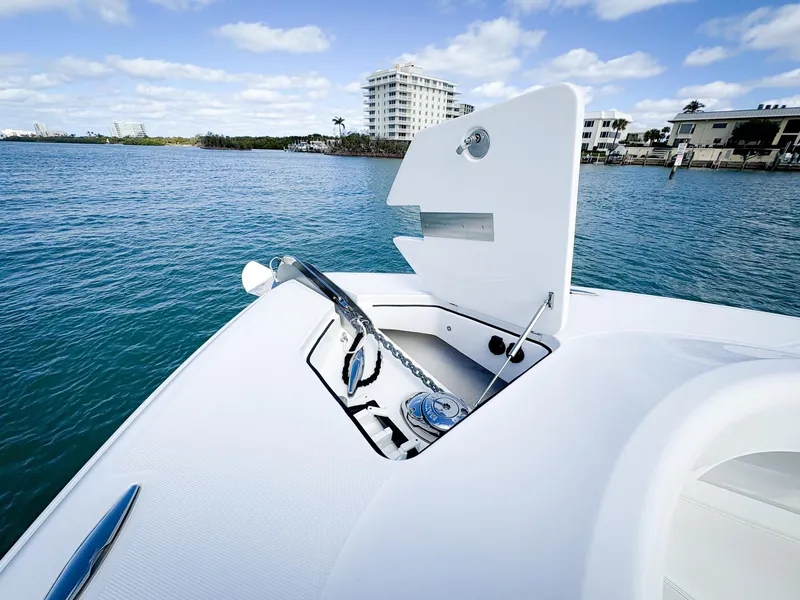 Slide: The Image of 2023 HCB 39 Speciale boat anchor compartment with ocean view. - 37