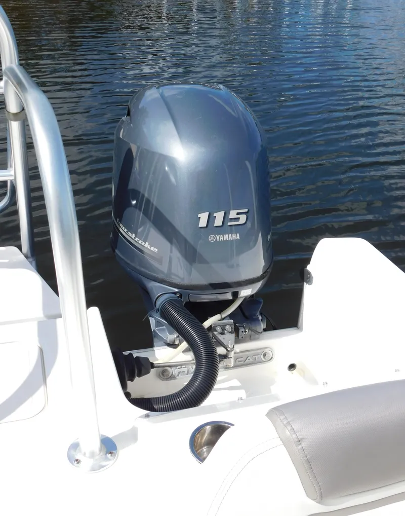 Slide: The Image of 2020 World Cat 230 DC boat with Yamaha 115 outboard motor on water. - 8