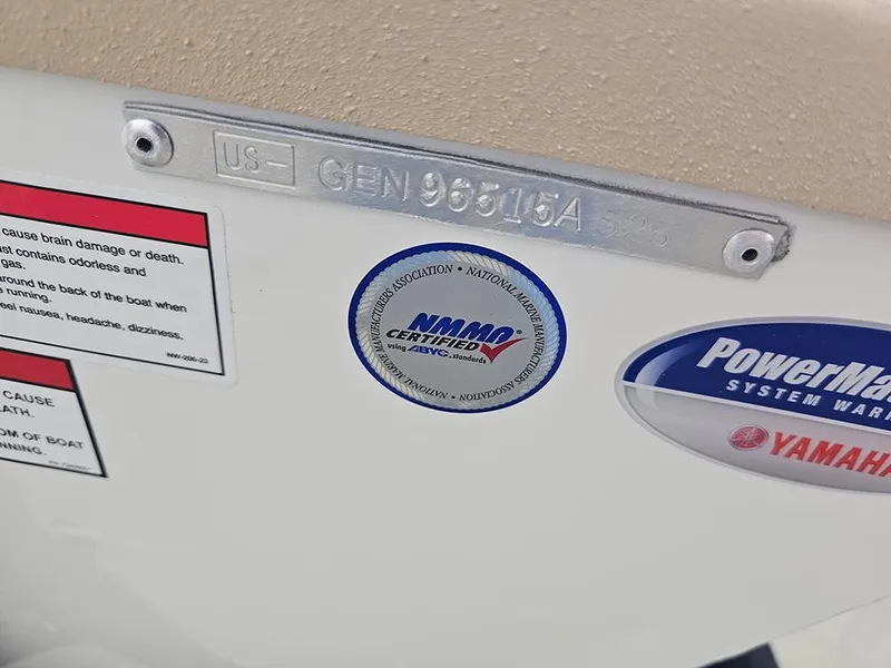 Slide: The Image of 2025 G3 Sportsman 1610 SS boat with certification and warning labels. - 22