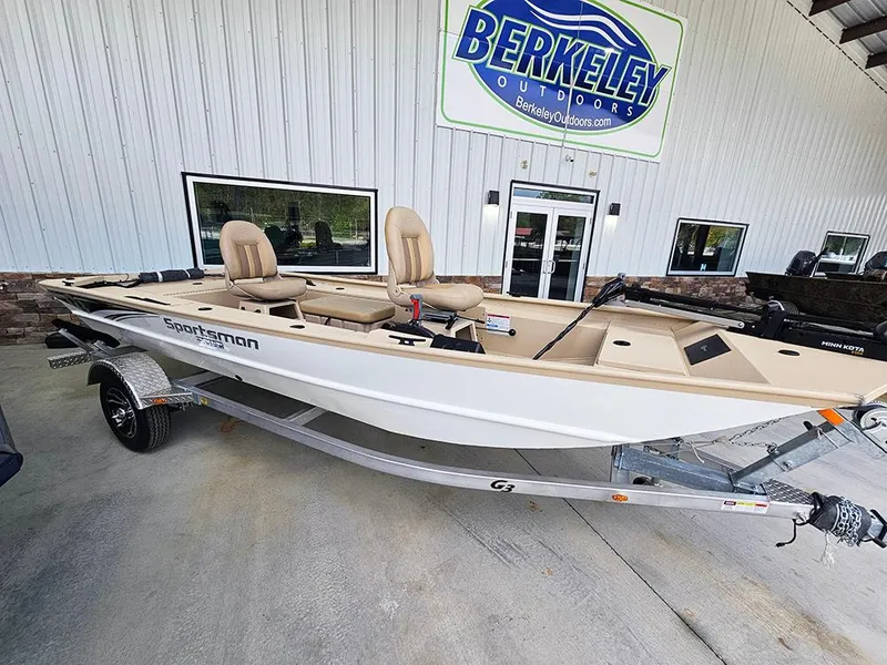 Slide: The Image of 2025 G3 Sportsman 1610 SS boat displayed at Berkeley Outdoors showroom. - 6