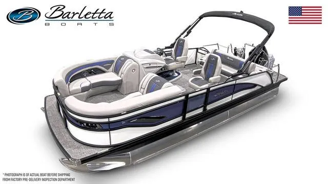 The Image of 2025 Barletta Corsa 23UC pontoon boat with sleek design and luxurious seating. - 1