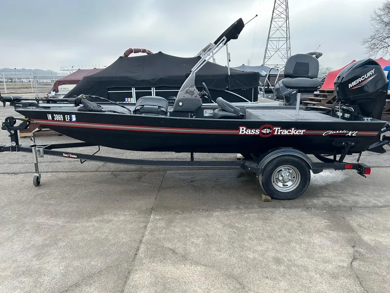 Slide: The Image of 2020 Tracker Bass Tracker Classic XL fishing boat on trailer. - 2