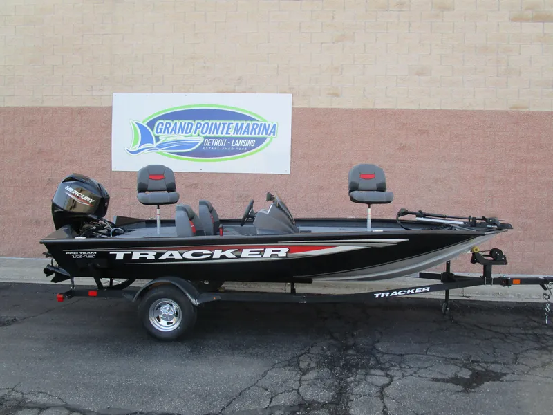 The Image of 2025 Tracker Pro Team 175 TXW boat on trailer at Grand Pointe Marina. - 1