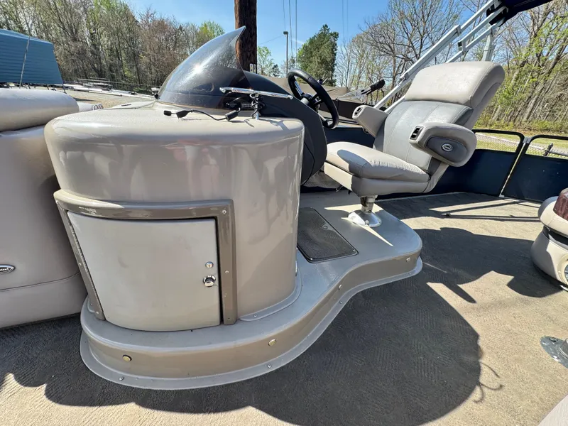 Slide: The Image of Pontoon boat interior with steering console, Premier 235 Grand Majestic LTD, 2010 model. - 12