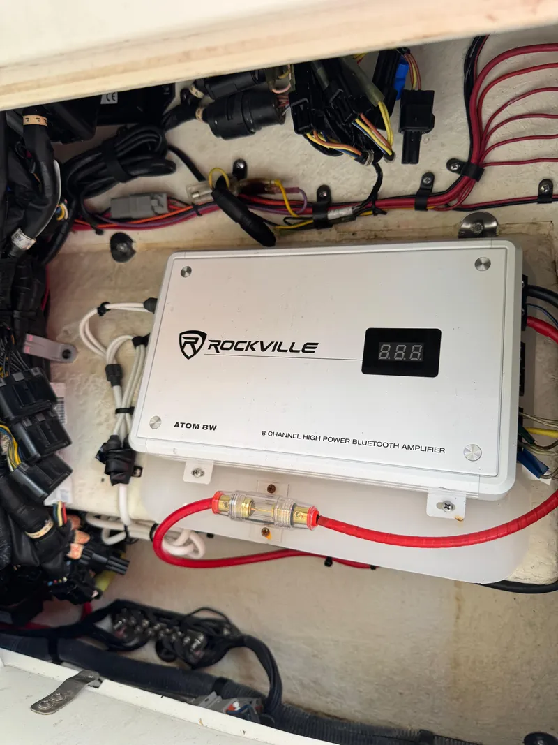 Slide: The Image of Rockville amplifier installed in 2018 Key West Billistic 281 Center Console boat. - 23
