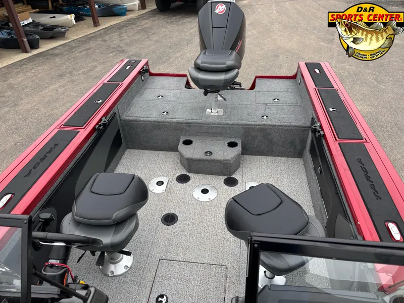 Slide: The Image of 2021 Tracker Targa V-19 WT Tournament Edition boat interior with seating and storage compartments. - 10