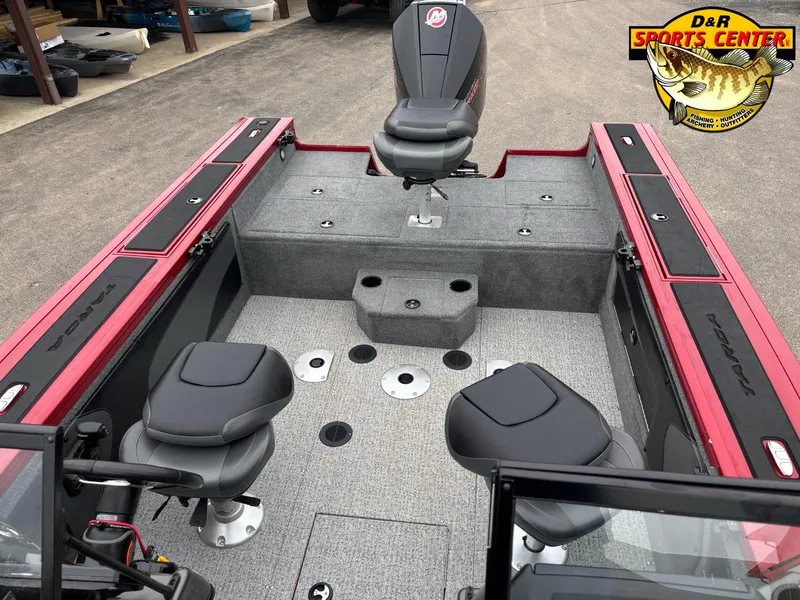 Slide: The Image of 2021 Tracker Targa V-19 WT Tournament Edition boat interior with seating and storage compartments. - 11