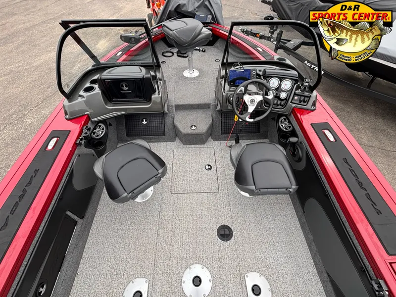 Slide: The Image of 2021 Tracker Targa V-19 WT Tournament Edition boat interior with seating and control panel. - 9