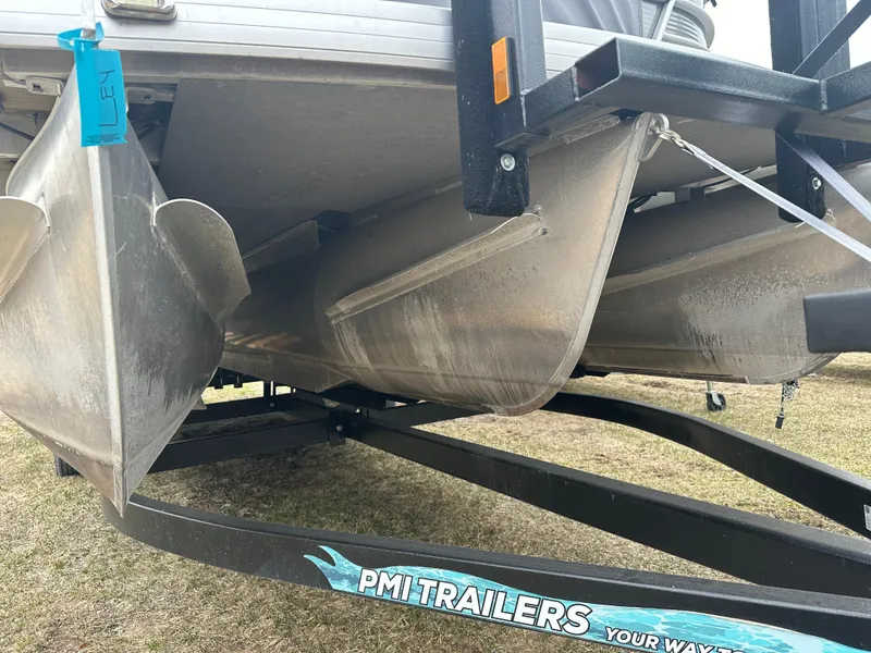 Slide: The Image of 2021 Godfrey Sweetwater 2486 SB pontoon boat on PMI trailer, underside view. - 11