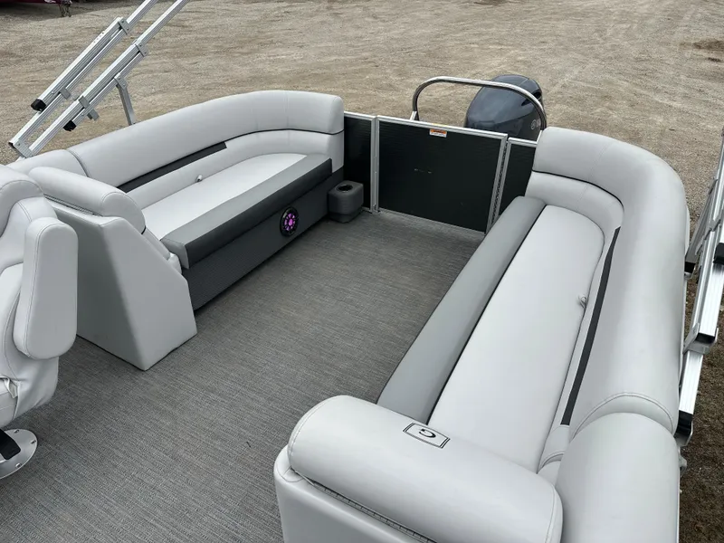 Slide: The Image of 2021 Godfrey Sweetwater 2486 SB pontoon boat interior with spacious seating and modern design. - 23