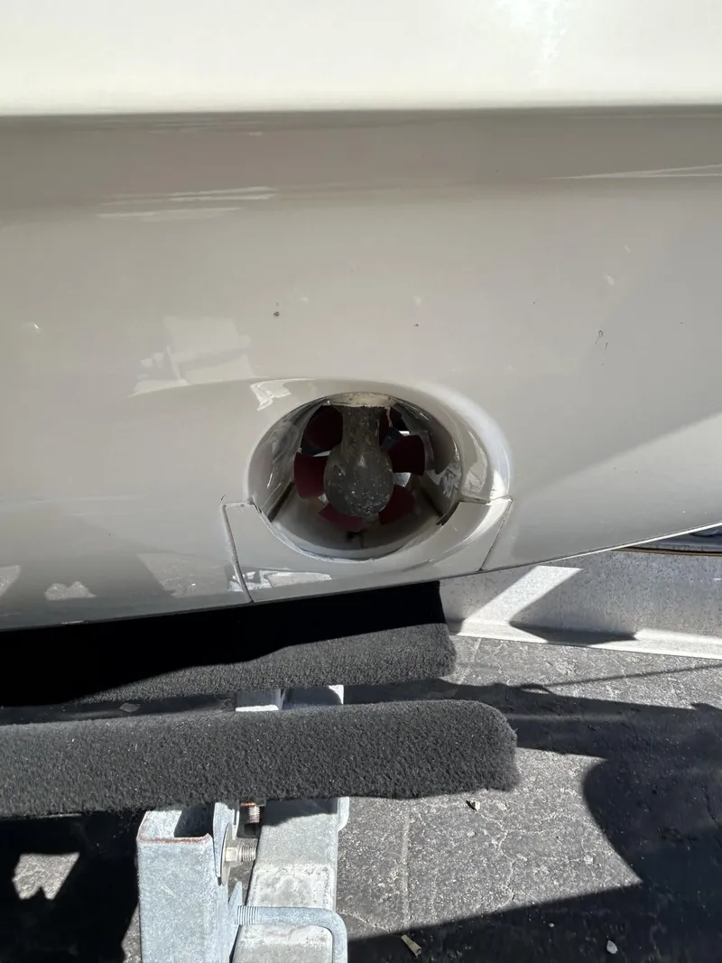 Slide: The Image of Parker Poland 850 Voyager 2022 boat hull detail with visible propeller opening. - 12