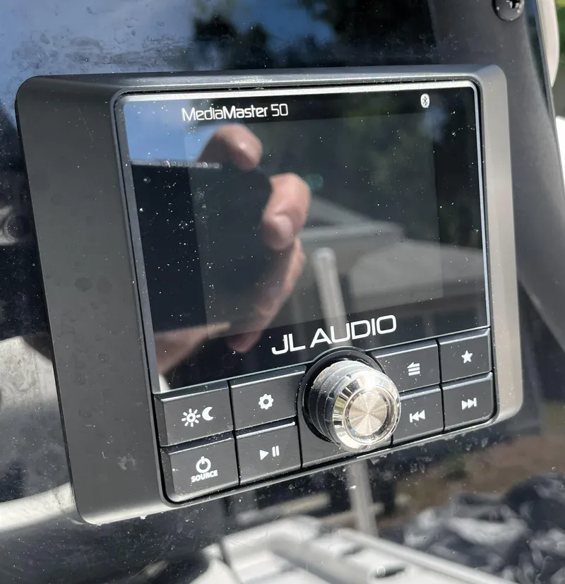 Slide: The Image of JL Audio MediaMaster 50 control panel on 2020 Tidewater 2300 Carolina Bay boat. - 49