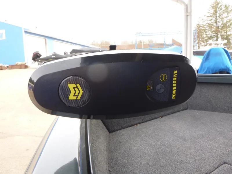 Slide: The Image of 2024 Ranger VS1665SC boat with PowerDrive motor, docked outdoors. - 8