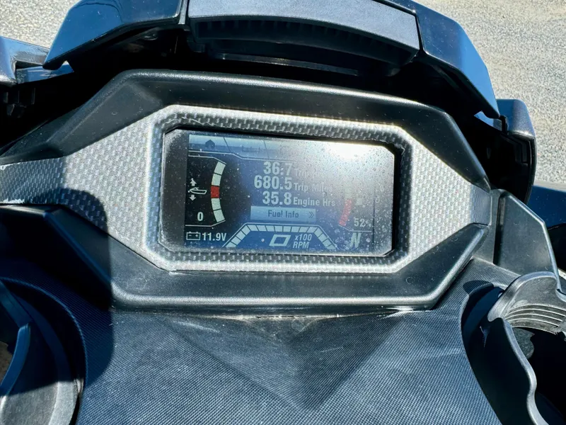 Slide: The Image of Dashboard of a 2019 Yamaha WaveRunner FX Cruiser SVHO displaying speed and engine metrics. - 5