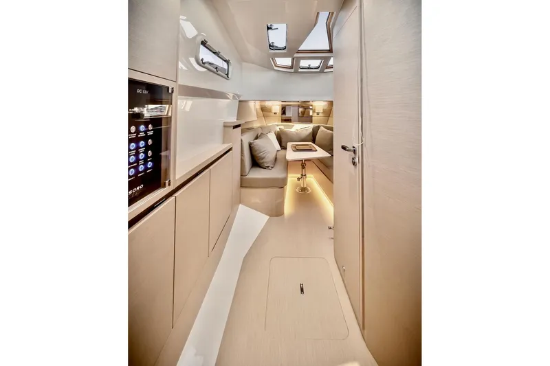 Slide: The Image of Luxurious interior of 2022 Tesoro T40 Inboard yacht with modern design and cozy seating. - 18