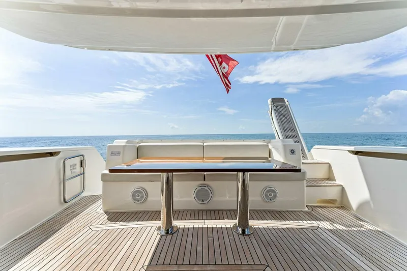 Slide: The Image of Luxurious 2013 Ferretti Yachts 620 deck with ocean view and elegant seating area. - 5
