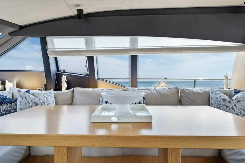Slide: The Image of Luxurious interior of 2013 Ferretti Yachts 620 with ocean view through large windows. - 17