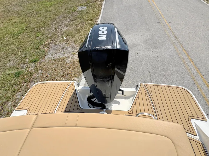 Slide: The Image of 2022 Sea Ray SPX 230 OB boat with Mercury outboard engine, viewed from above. - 27