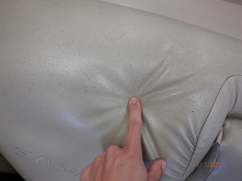 Slide: The Image of Finger pressing on Sylvan Signature 8523 LZ 2013 boat seat upholstery. - 32