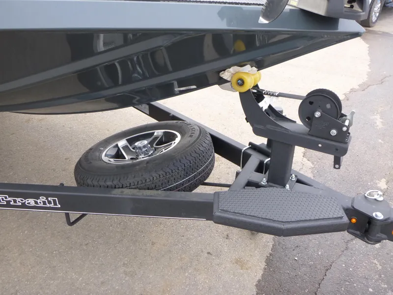 Slide: The Image of 2024 Ranger RT178 boat trailer with spare tire and winch system. - 2