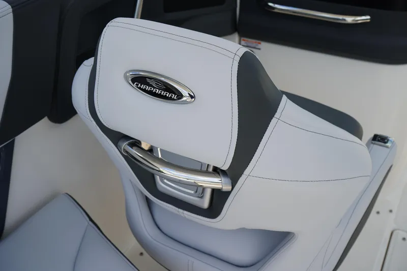 Slide: The Image of 2025 Chaparral 270 OSX boat seat with logo and sleek design. - 14
