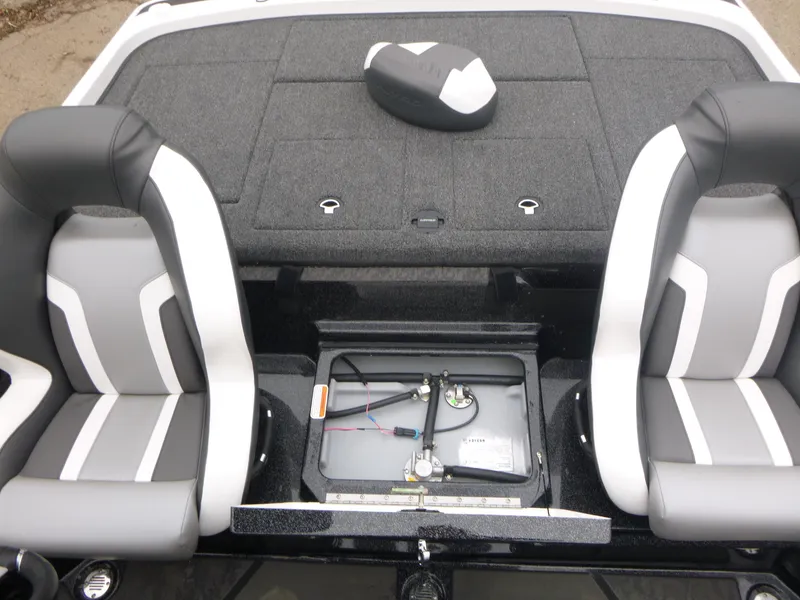 Slide: The Image of 2025 Nitro Z21 XL Pro boat interior with dual seats and storage compartment. - 17