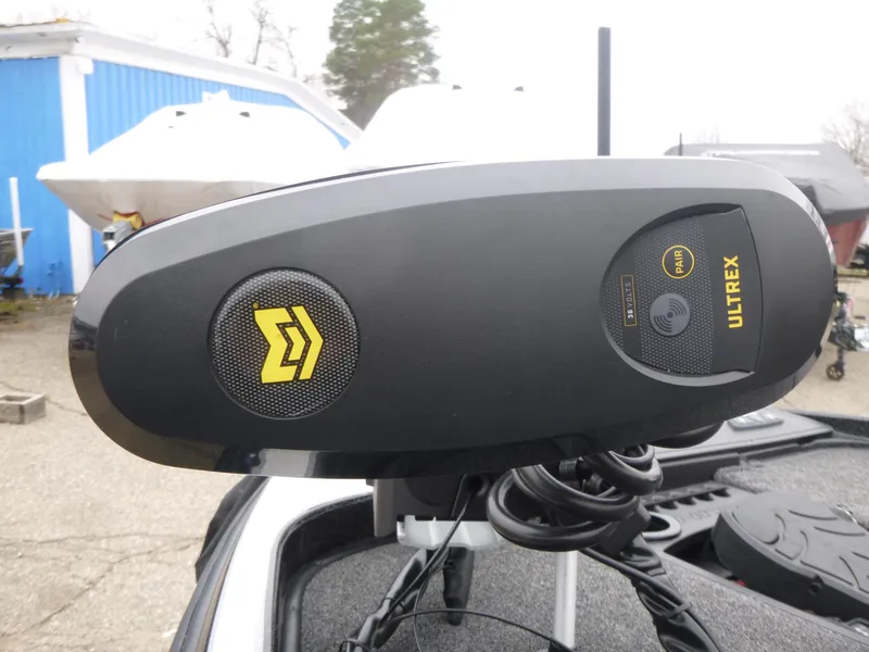 Slide: The Image of Trolling motor on 2025 Nitro Z21 XL Pro boat, featuring Ultrex technology. - 27