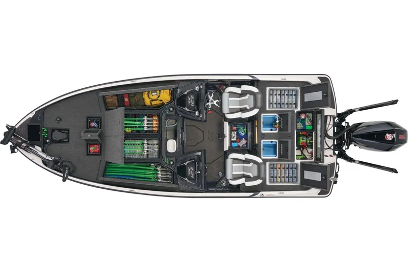 Slide: The Image of 2025 Nitro Z21 XL Pro boat, top view, showcasing organized storage and seating layout. - 40
