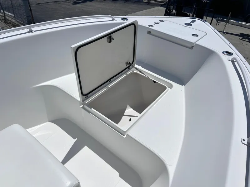 Slide: The Image of 2017 Cape Horn 22 OS boat with open storage compartment on deck. - 11