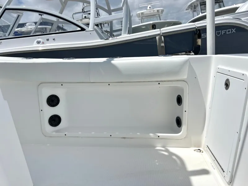 Slide: The Image of 2017 Cape Horn 22 OS boat interior with storage compartment and clean white finish. - 35