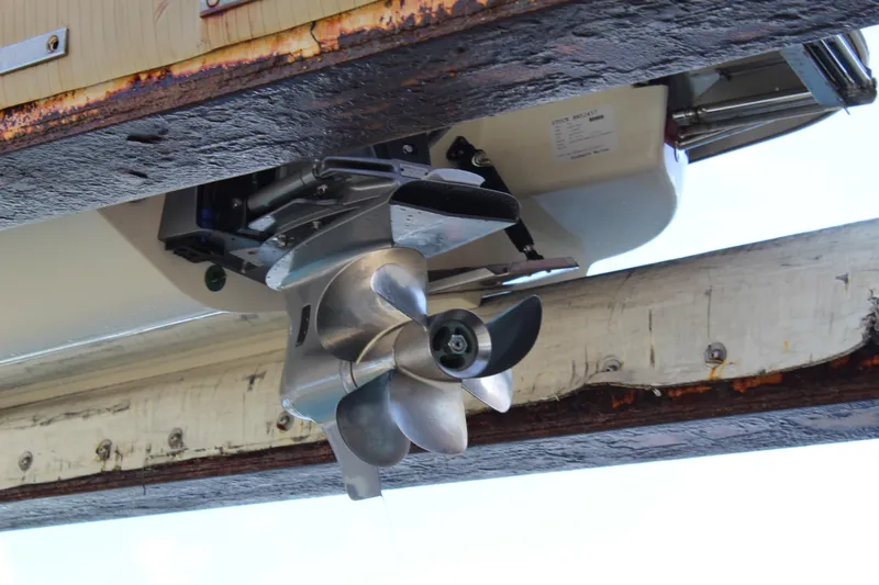 Slide: The Image of Propeller of 2022 Chris-Craft Launch 27 boat, close-up view. - 38