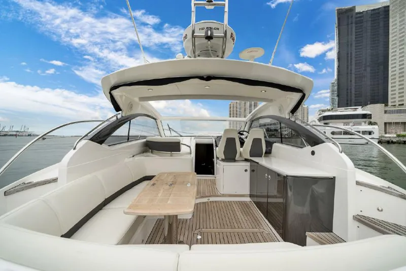 Slide: The Image of Luxurious 2016 Princess V39 yacht interior with spacious seating and modern design. - 6