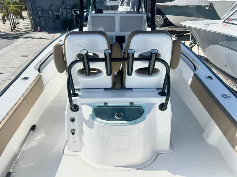 Slide: The Image of 2022 Cape Horn 24 XS boat interior with seating and console. - 46