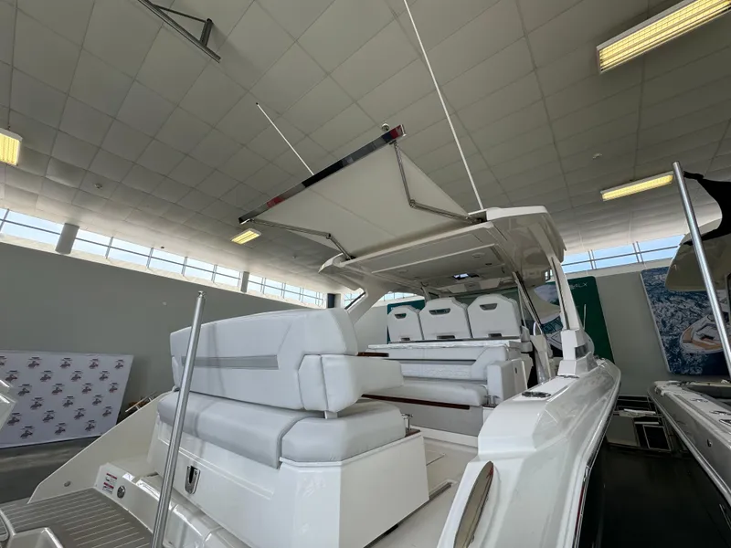 Slide: The Image of 2025 Tiara Yachts 34 LS interior with luxurious seating and modern design. - 6