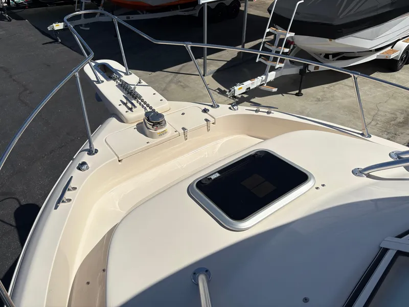 Slide: The Image of 2021 Grady-White 232 Gulfstream boat deck with hatch and railing. - 13