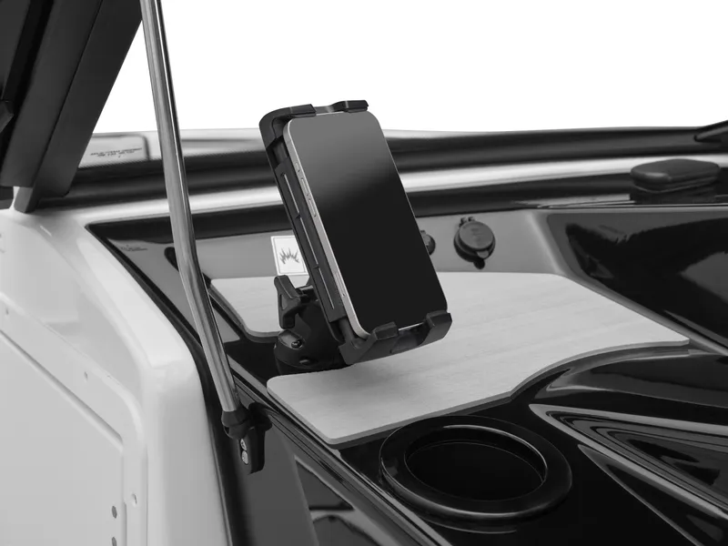 Slide: The Image of 2025 Yamaha AR220 dashboard with smartphone holder and cup holder. - 5