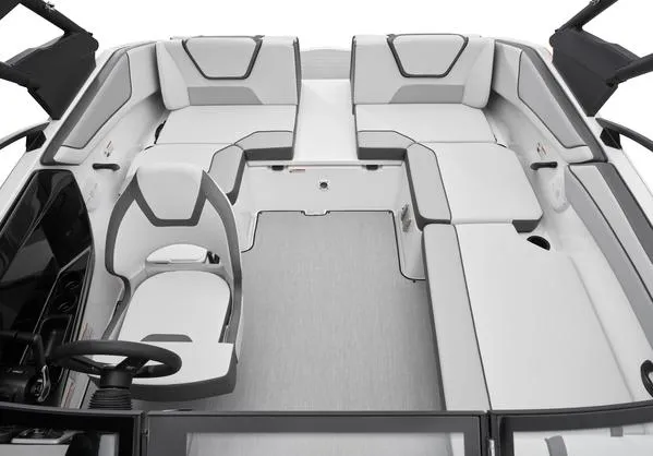 Slide: The Image of 2025 Yamaha Boats AR220 interior with sleek seating and modern design. - 9