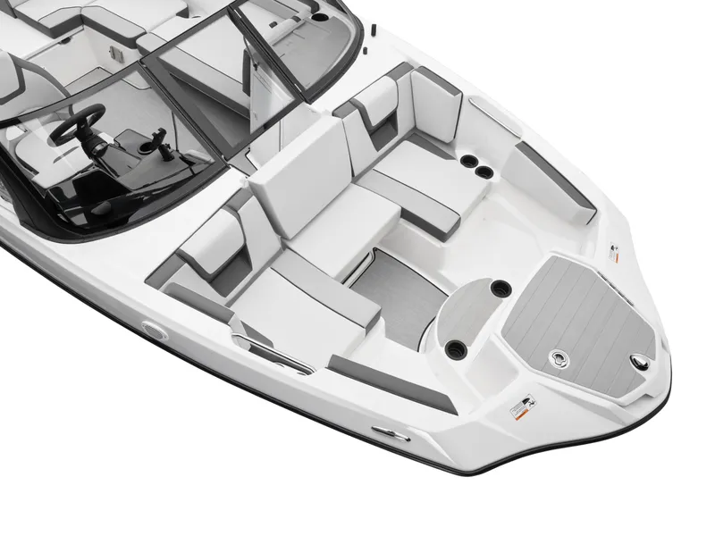 Slide: The Image of 2025 Yamaha Boats AR220 interior, featuring sleek seating and modern design elements. - 7
