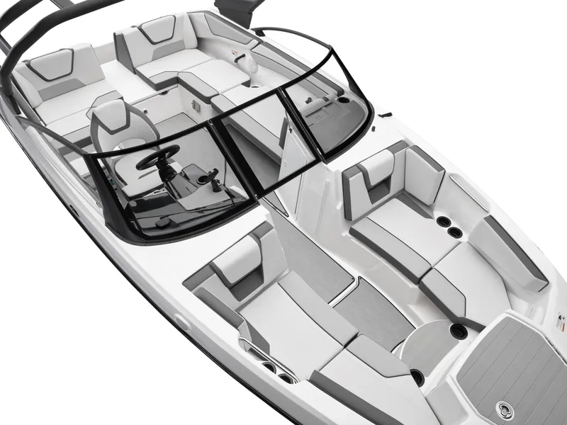 Slide: The Image of 2025 Yamaha Boats AR220 interior, featuring sleek seating and modern design. - 8