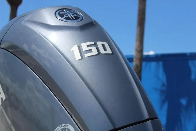 Slide: The Image of Silver Yamaha 150 outboard motor on a 2025 Key West 188 BR boat. - 7