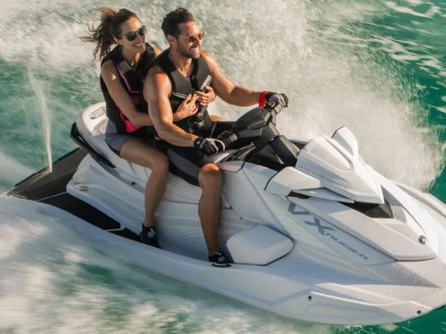 Slide: The Image of 2025 Yamaha VX Cruiser® with Audio, two riders enjoying a thrilling water adventure. - 10